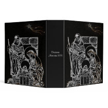 Black and White Nativity Scene Double Sided binders by BlayzeInk Black and White Nativity Scene Double Sided binders