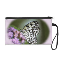 Black and White Nymph Butterfly Wristlet Clutch