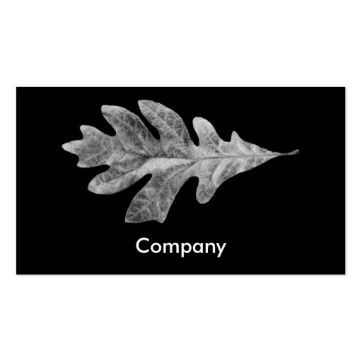 Black and white Oak Leaf Card Business Card (back side)