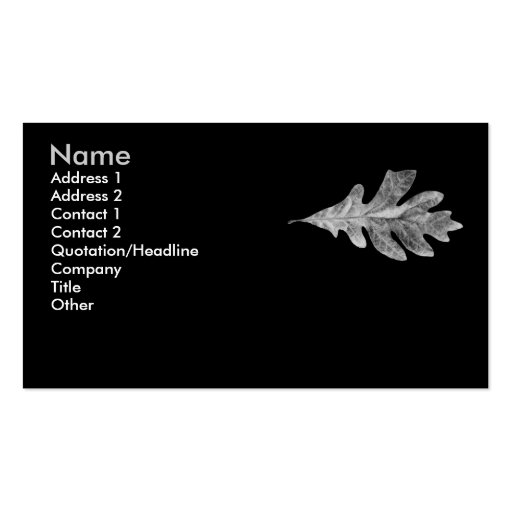 Black and White Oak Leaf Card Business Card Template (front side)