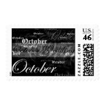 Black And White October Wedding Postage Stamp