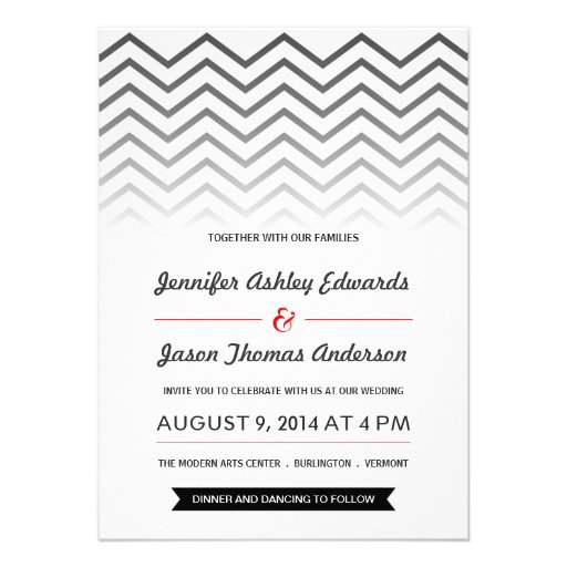 Black and White Ombre Chevron Wedding Invitations