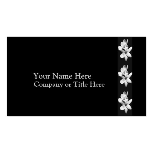 Black and White Orchid Floral Business Card Template (back side)