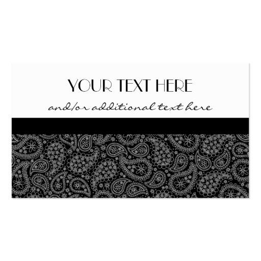 Black and White Paisley Business Card Template (front side)