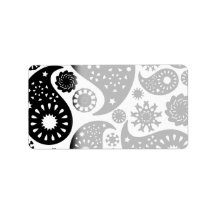 Black and White Paisley Pattern. Labels