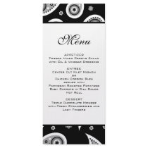 Black and White Paisley Wedding Menu Rack Cards