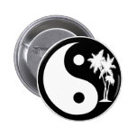 Black and White Palm Tree Yin Yang Button