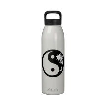Black and White Palm Trees Yin Yang Water Bottle