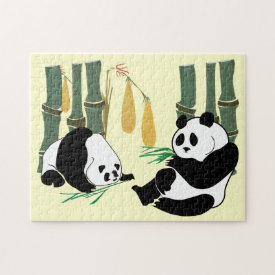 Black and White Panda Eats Bamboo Puzzle
