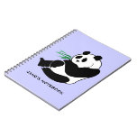 Black and White Panda Sits Eats Bamboo Notebook
