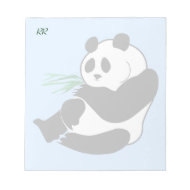 Black and White Panda Sits Eats Bamboo Notepad