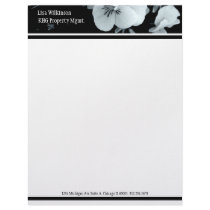 Black and White Pansy Personalized Letterhead