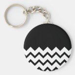 Black and White. Part Zig Zag, Part Plain Black. Keychain