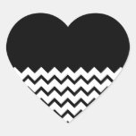 Black and White. Part Zig Zag, Part Plain Black. Heart Sticker