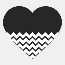 Black and White. Part Zig Zag, Part Plain Black. Heart Sticker