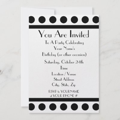 Black and White Party Invitation by thepinkschoolhouse
