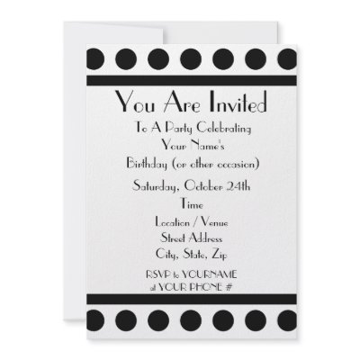 Black and White Party Invitation by thepinkschoolhouse