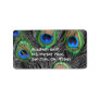 Black and White Peacock Feather Adress Label