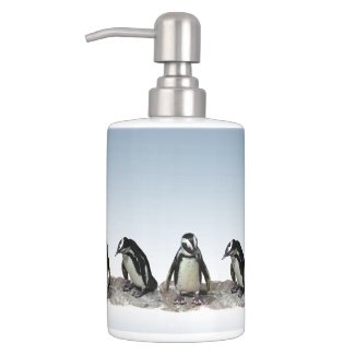 Black and White Penguins Bathroom Set