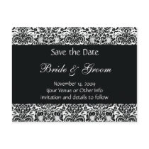 Black and White Personalized Damask Save the Date Postcard