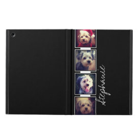 Black and White Photo Collage Squares with name iPad Air Cover