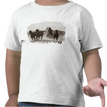 Black and White photo of a Cowboy Lassoing Horses T Shirt