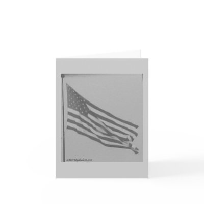Black and white photo of American Flag Greeting Cards by artworkbydarlene