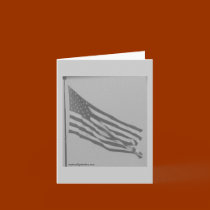 Black and white photo of American Flag cards