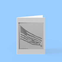 Black and white photo of American Flag cards