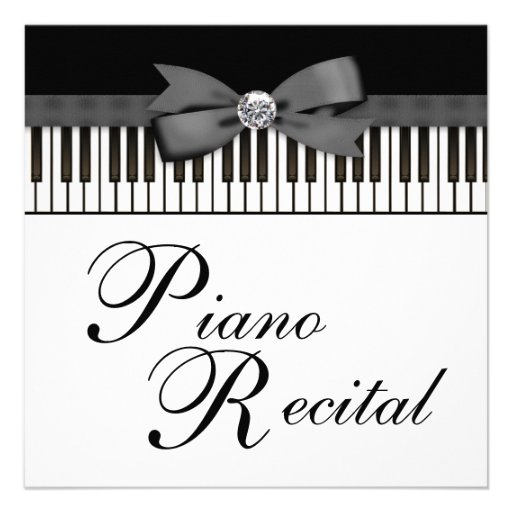 Black and White Piano Keys Recital Invitation