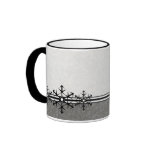 Black and White Pinstripe Holiday Snowflake Mug