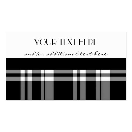 Black and White Plaid Business Card (front side)
