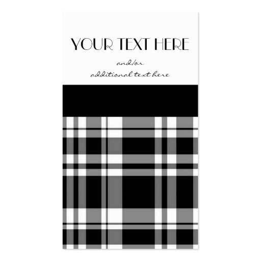Black and White Plaid Business Cards (front side)