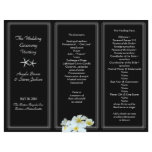 Black and White Plumeria Wedding Program Template Customized Letterhead