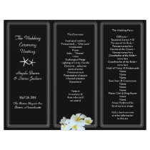 Black and White Plumeria Wedding Program Template Customized Letterhead