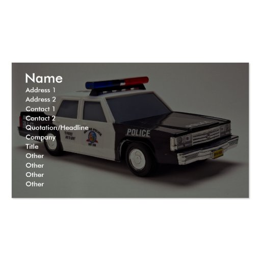 Black and white police car business card template (front side)