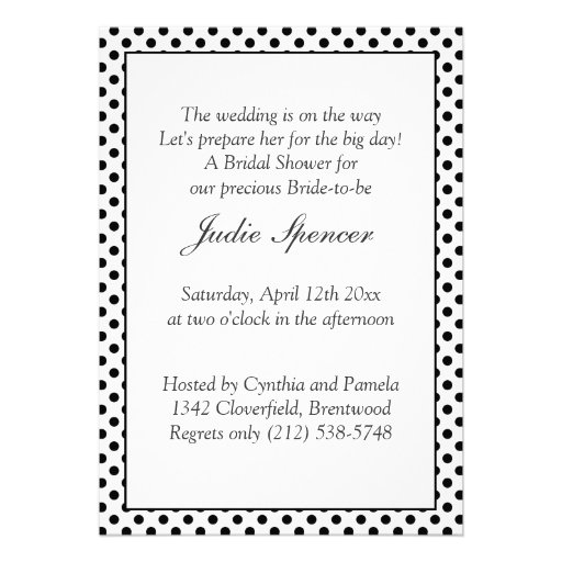 Black and white polka dot Bridal shower Invitation