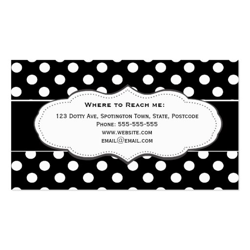 Black and White Polka Dot Business Cards (back side)