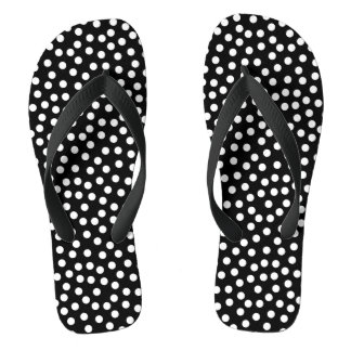 black and white polka dot flip flops