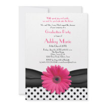 Black and White Polka Dot Graduation Invitation