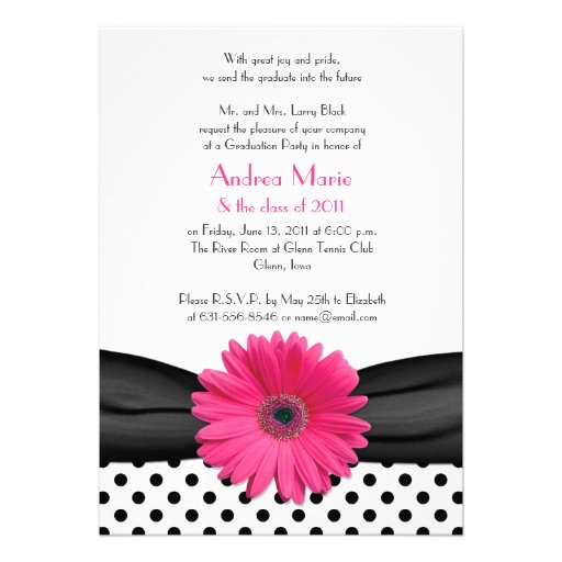 Black and White Polka Dot Graduation Invitation