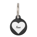 Black and White Polka Dot Heart Frame Pet Tag