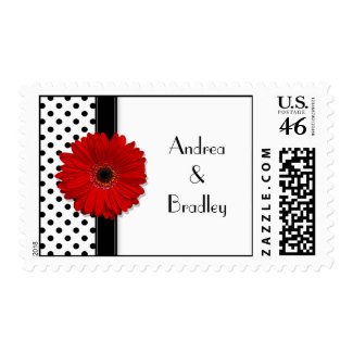 Black and White Polka Dot Monogram Postage stamp