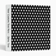 Black and White Polka Dot Pattern. Spotty. 3 Ring Binders