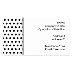 Black and White Polka Dot Pattern. Spotty. Double-Sided Standard Business Cards (Pack Of 100)