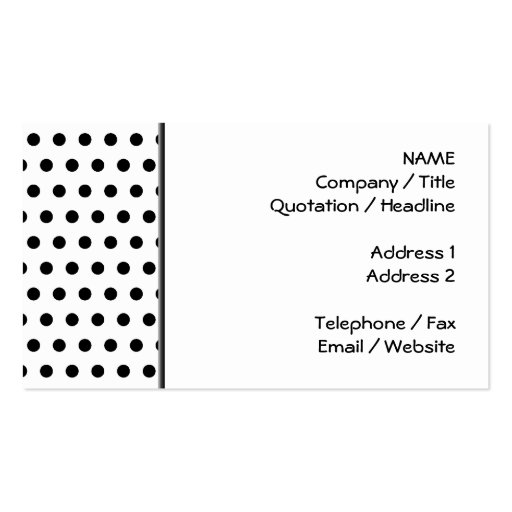 Black and White Polka Dot Pattern. Spotty. Business Card Templates (front side)