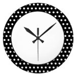 Black and White Polka Dot Pattern. Spotty. Wall Clocks