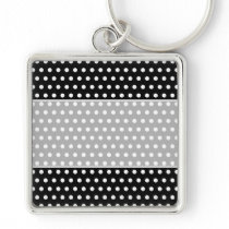 Black and White Polka Dot Pattern. Spotty. Key Chains