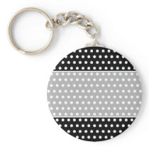 Black and White Polka Dot Pattern. Spotty. Key Chain