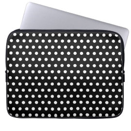 Black and White Polka Dot Pattern. Spotty. Laptop Computer Sleeves
